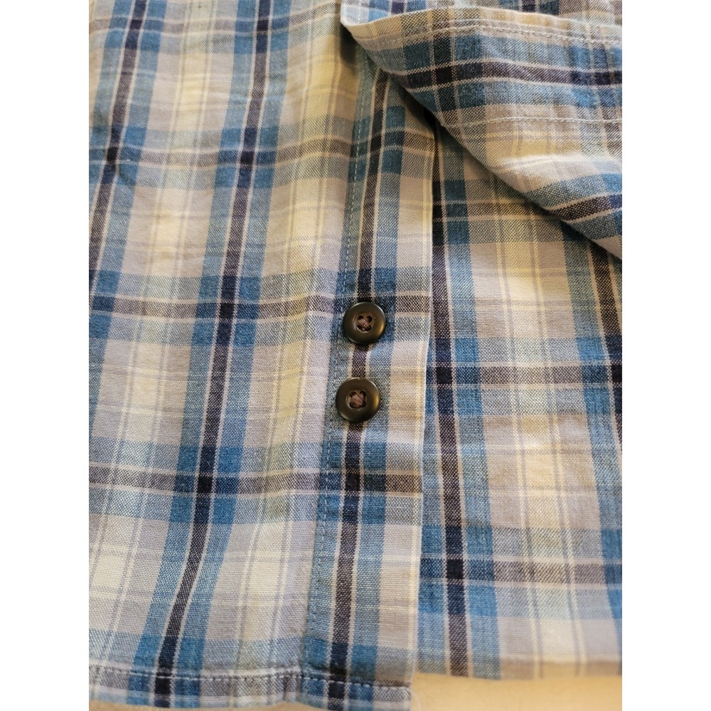 Eddie Bauer Plaid Shirt Mens Medium Blue Short Sleeve Button Down Cotton Hiking - Picture 10 of 12